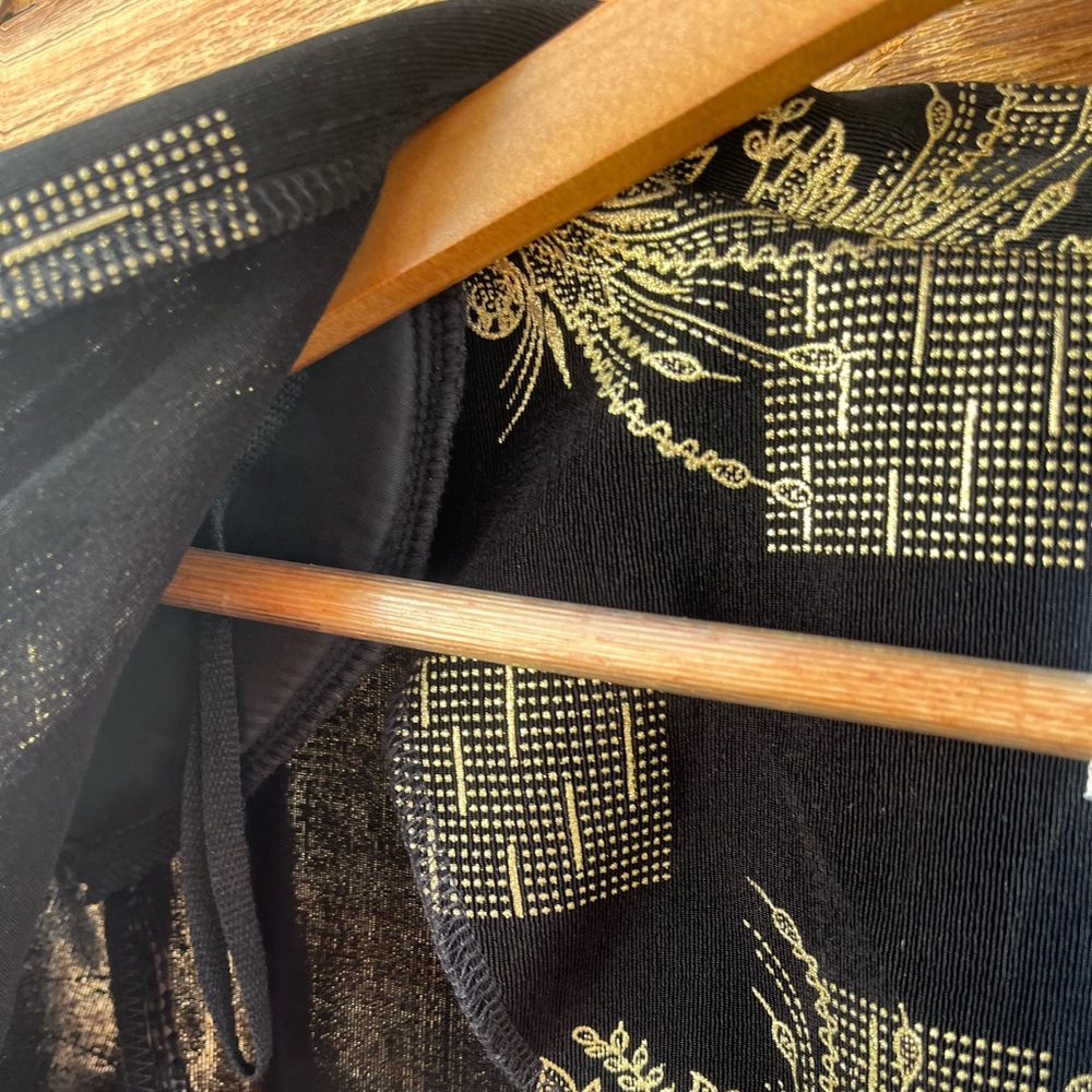 VINTAGE | R&M Richards By Karen Kwong Black Maxi Dress W/ Gold Floral Jacket 8P - Picture 6 of 11